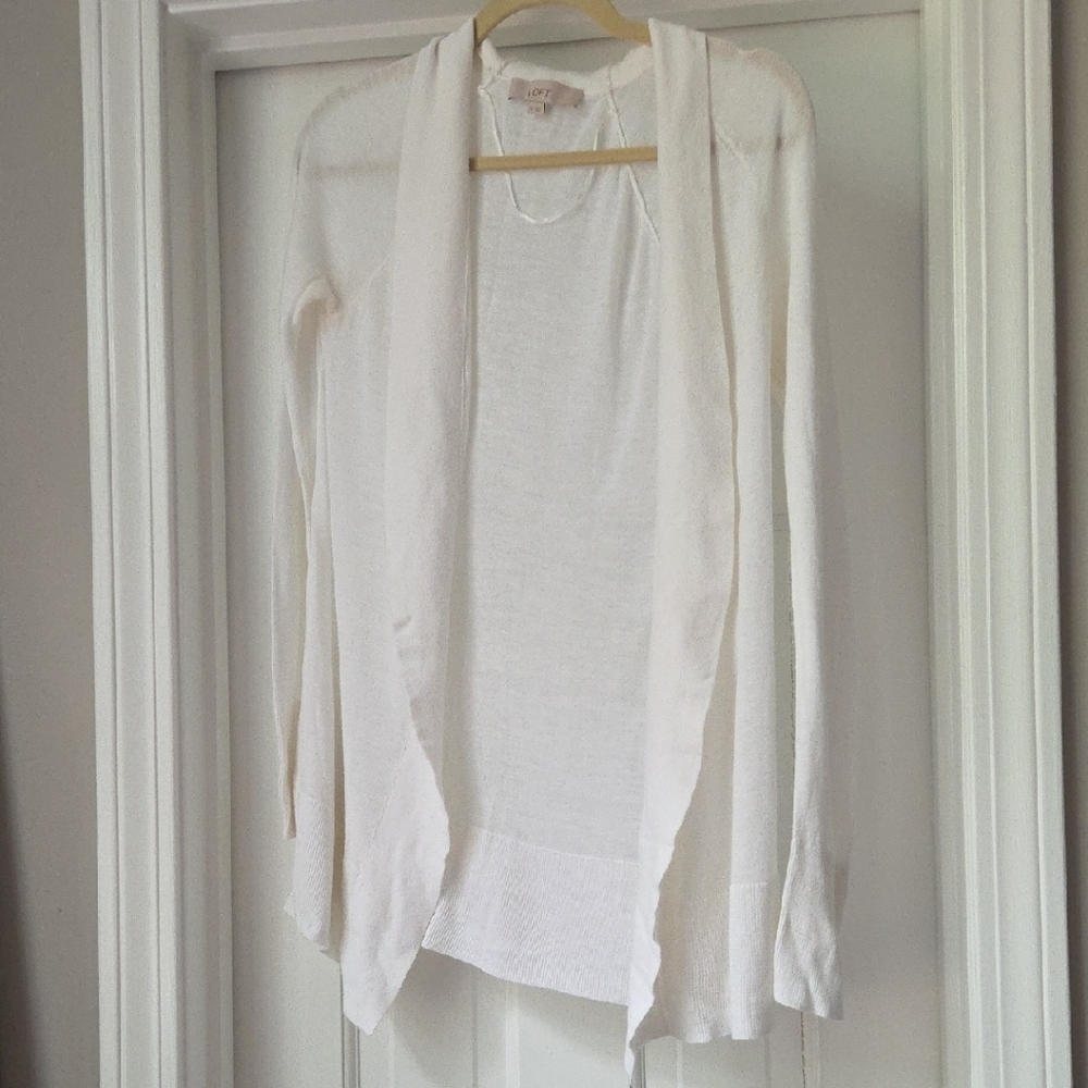 Lily White Cardigan Sweater with Open Front